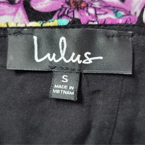 Lulus Black Multi Color Floral Print Maxi Dress, size Small - Picture 5 of 11